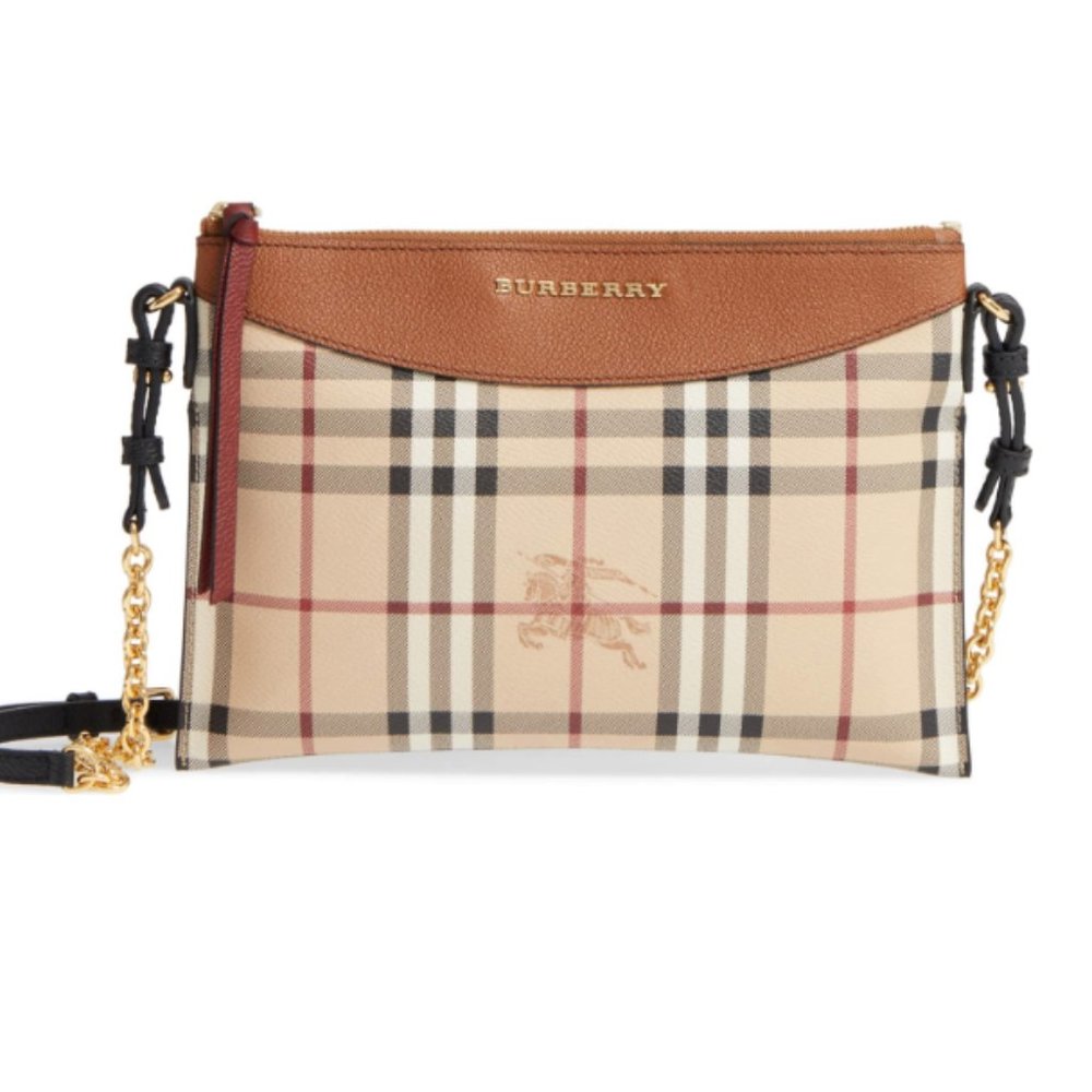Burberry Haymarket Peyton Leather Cross Body Bag